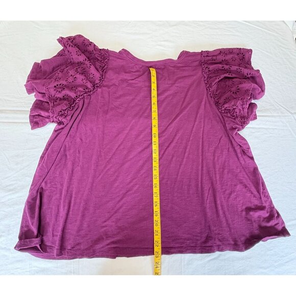Terra & Sky Purple T Shirt Size 3X Flutter Cut Out Short Sleeve (24W-26W) - Picture 7 of 9